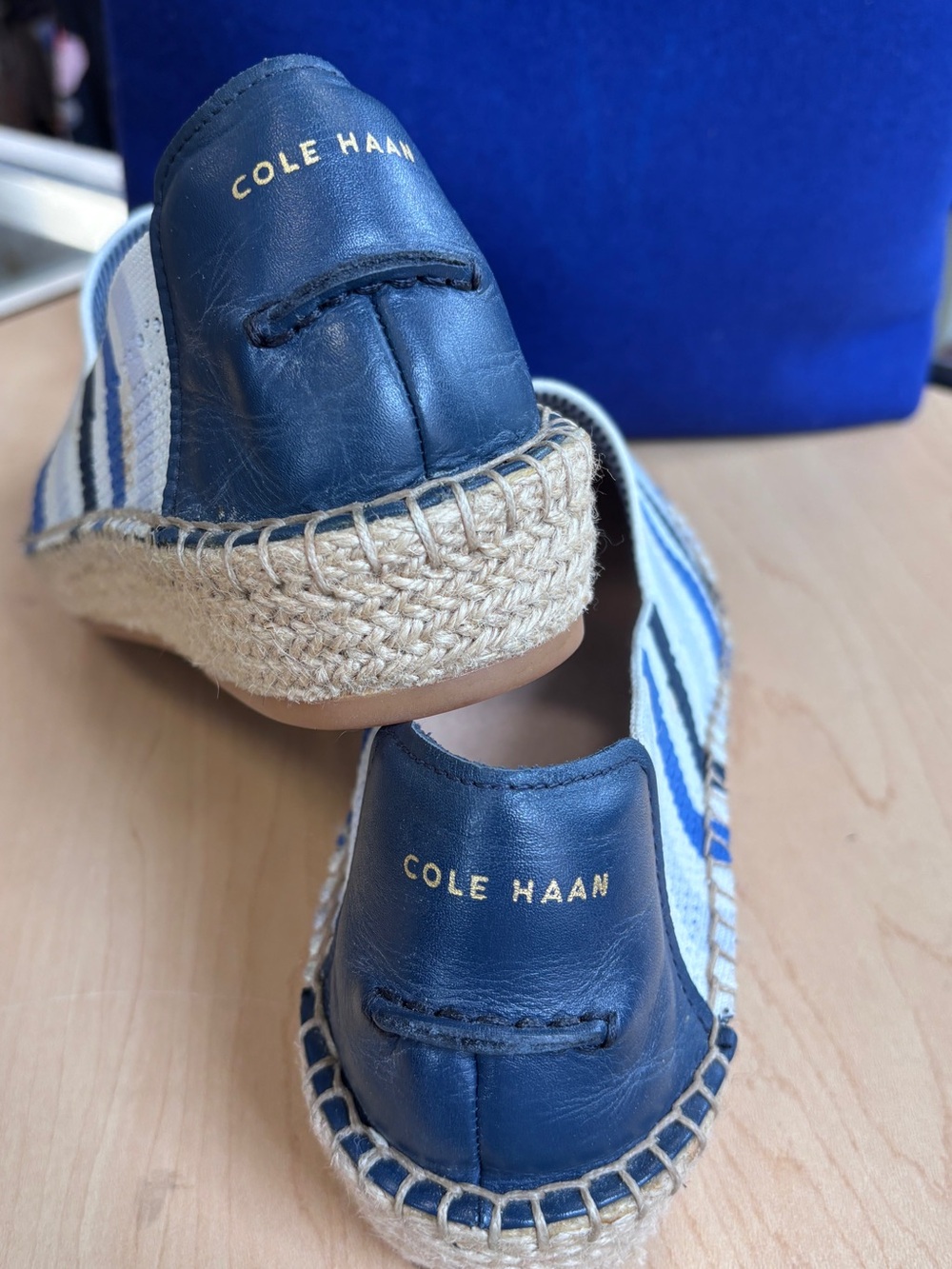 Cole Haan Striped Knit Slip-On Espadrilles — White, Blue & Navy - Picture 3 of 4